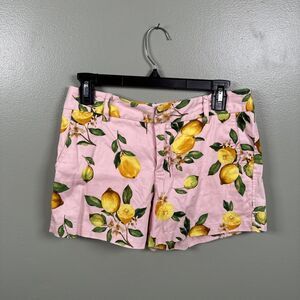 Cynthia Rowley Women Chino Shorts Pink With Lemon Print Size 2